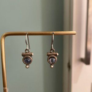 Silver and amethyst  drop earrings